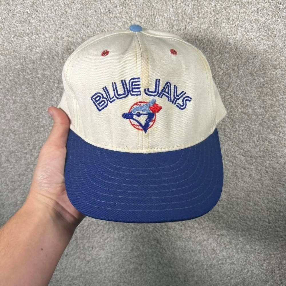Vintage 90s Toronto Blue Jays white and blue wool blend fitted hat cap 7 1/4